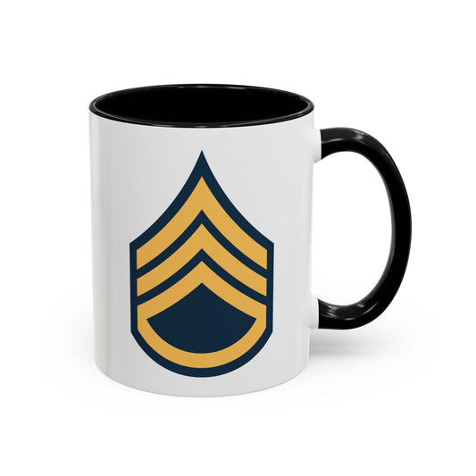 US Army Staff Sergeant (E-6) Coffee Mug - Double Sided Print, Black Accent White Ceramic, 11oz by TheGlassyLass.com