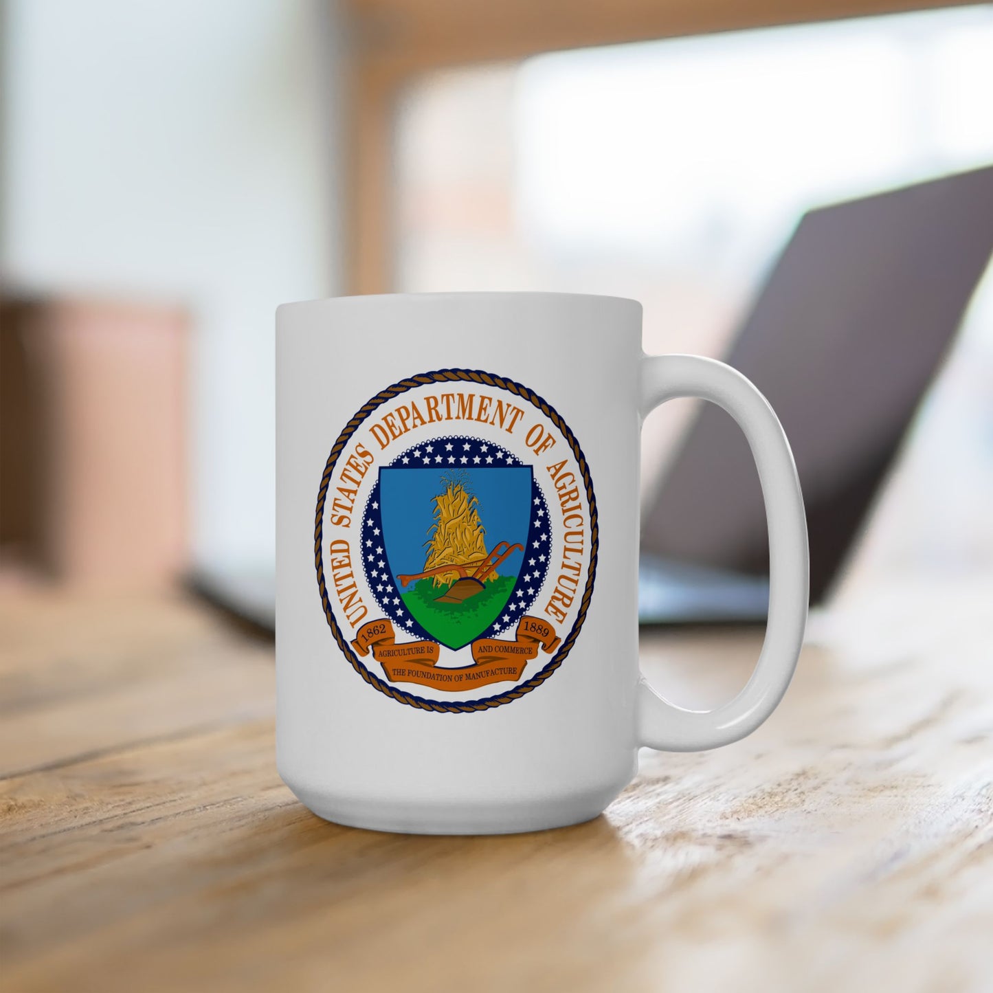 United States Department of Agriculture Seal Coffee Mug - Double Sided White Ceramic 15oz by TheGlassyLass.com
