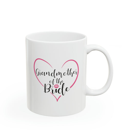 Grandmother of the Bride Coffee Mug - Double Sided 11oz White Ceramic by TheGlassyLass.com