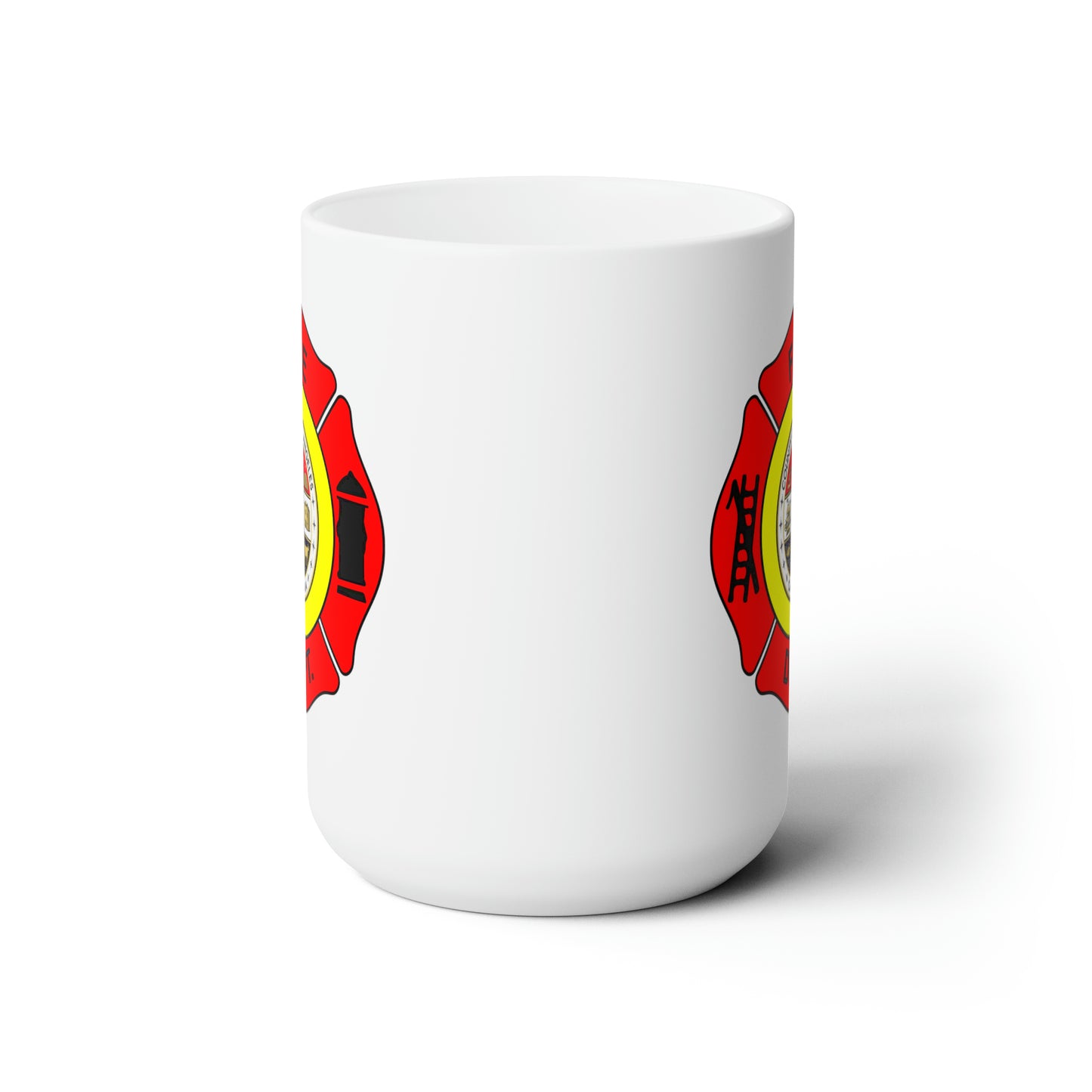 LA County Fire Department Coffee Mug - Double Sided White Ceramic 15oz by TheGlassyLass