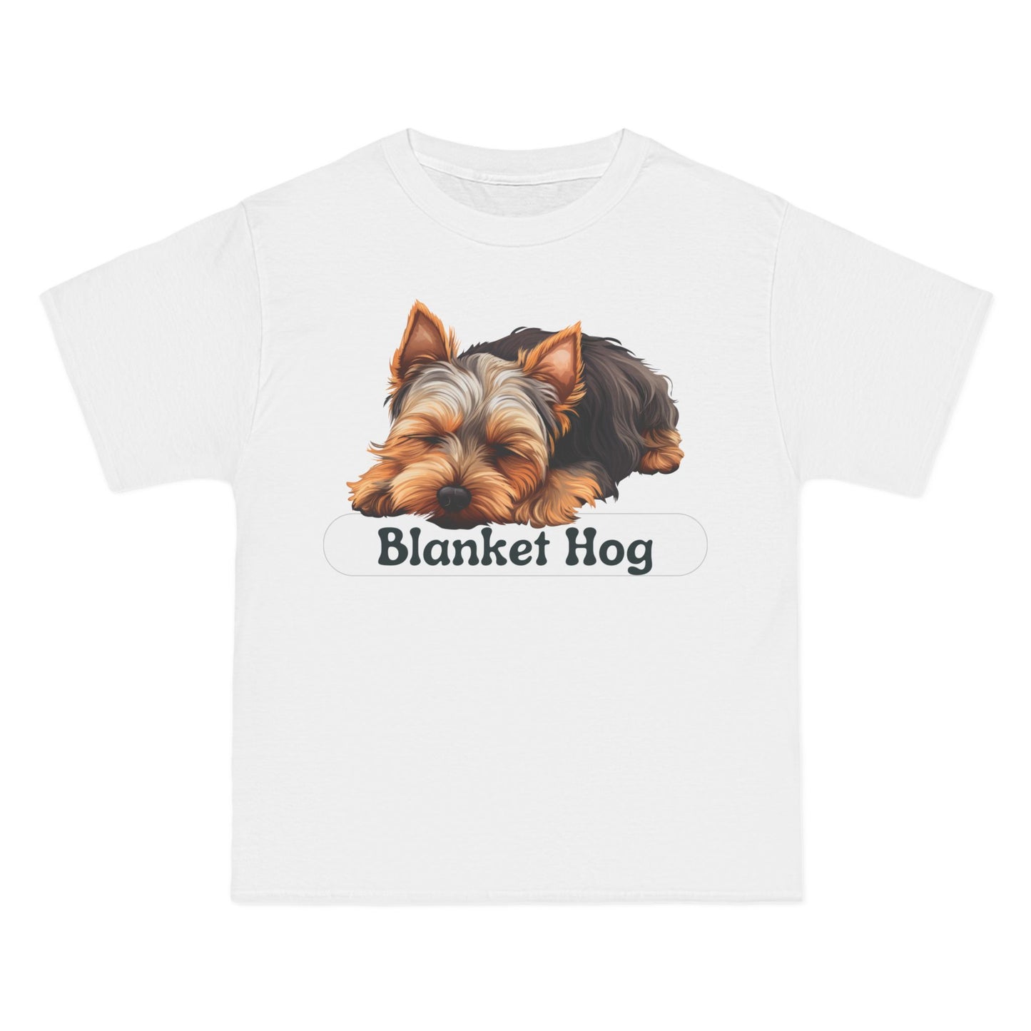 Blanket Hog Yorkie T-Shirt: (Hanes Beefy-T 100% Preshrunk Cotton Custom Printed by TheGlassyLass.com