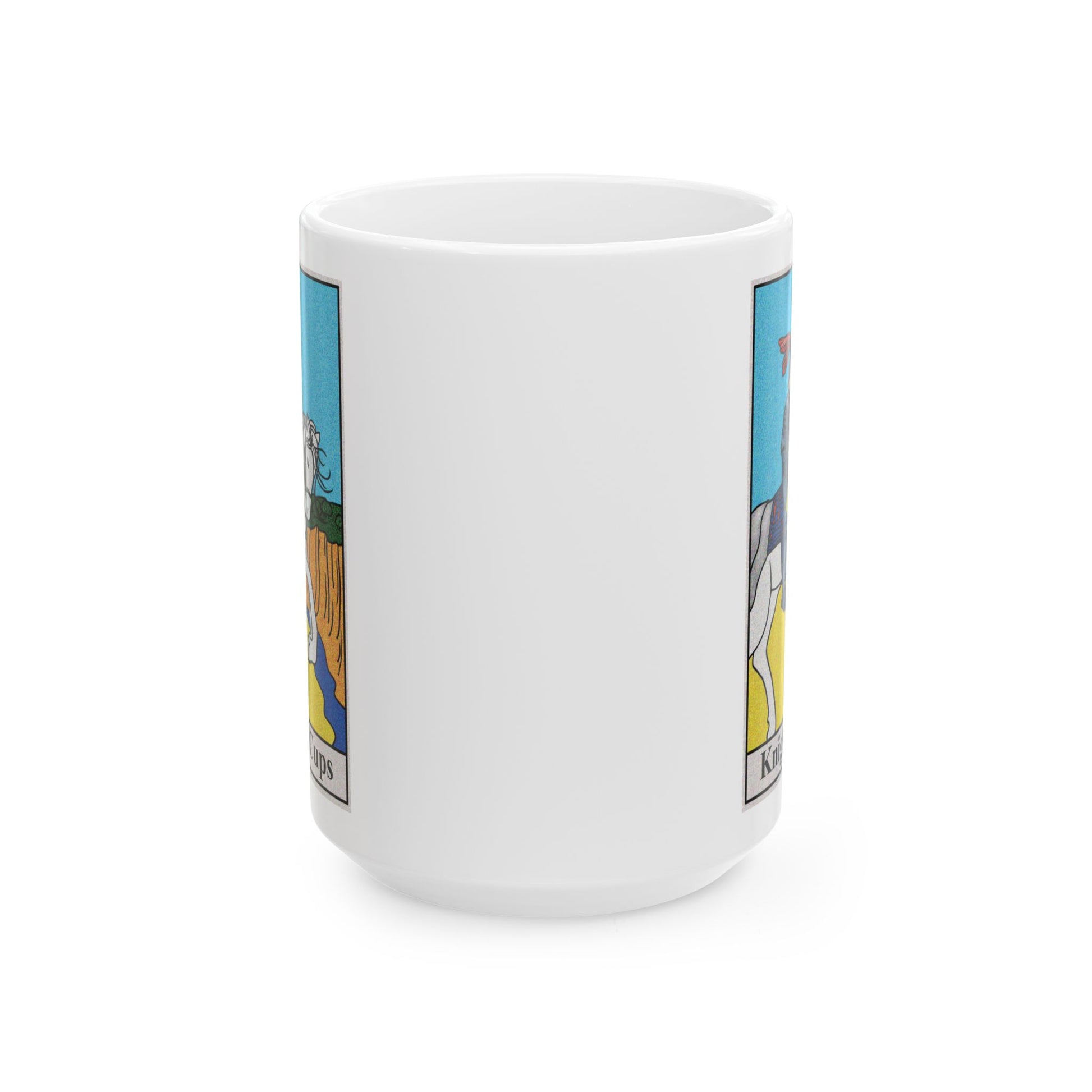 Knight of Cups Tarot Card Coffee Mug - Double Sided White Ceramic 15oz by TheGlassyLass.com
