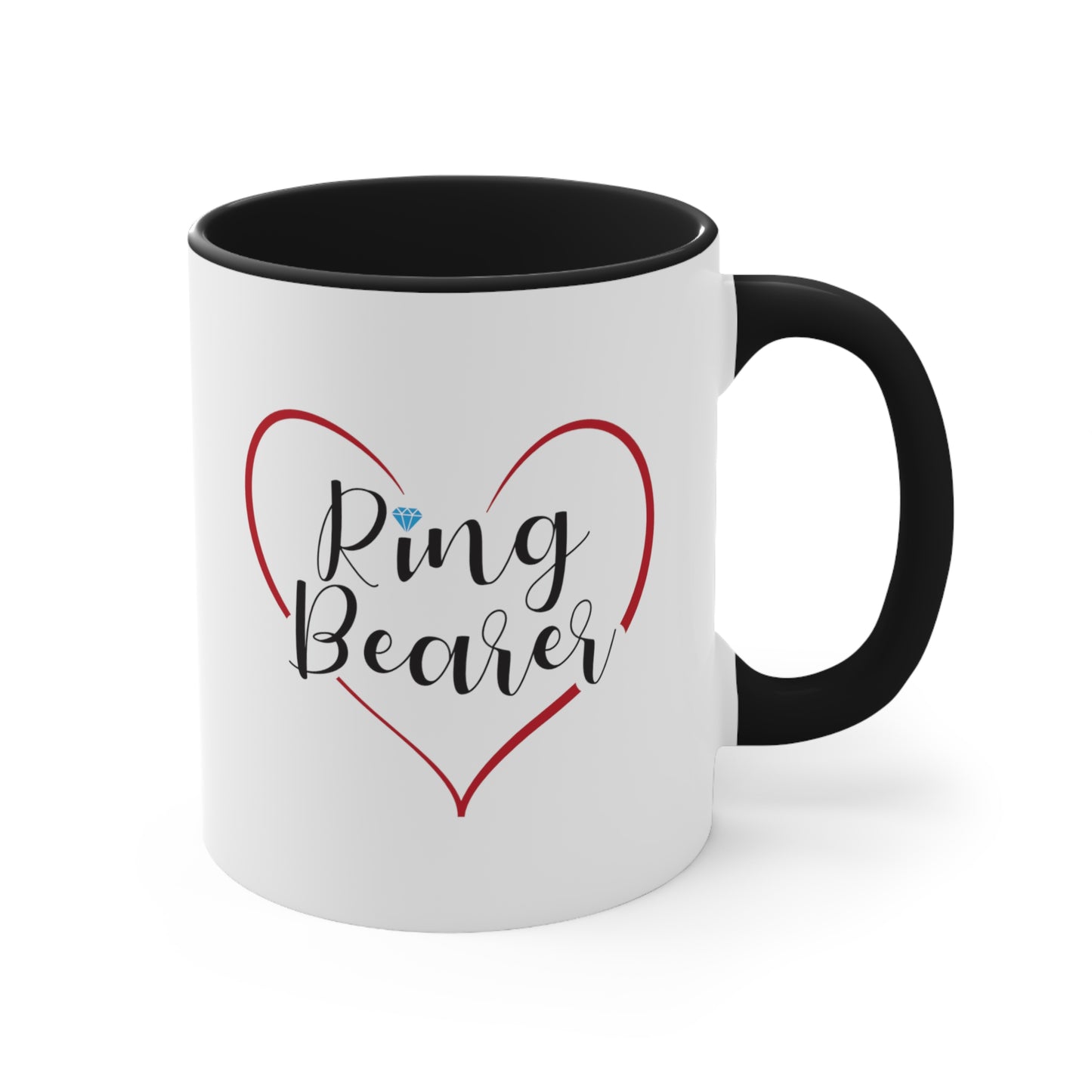 Ring Bearer Cocoa Mug - Double Sided Black Accent Ceramic 11oz by TheGlassyLass.com