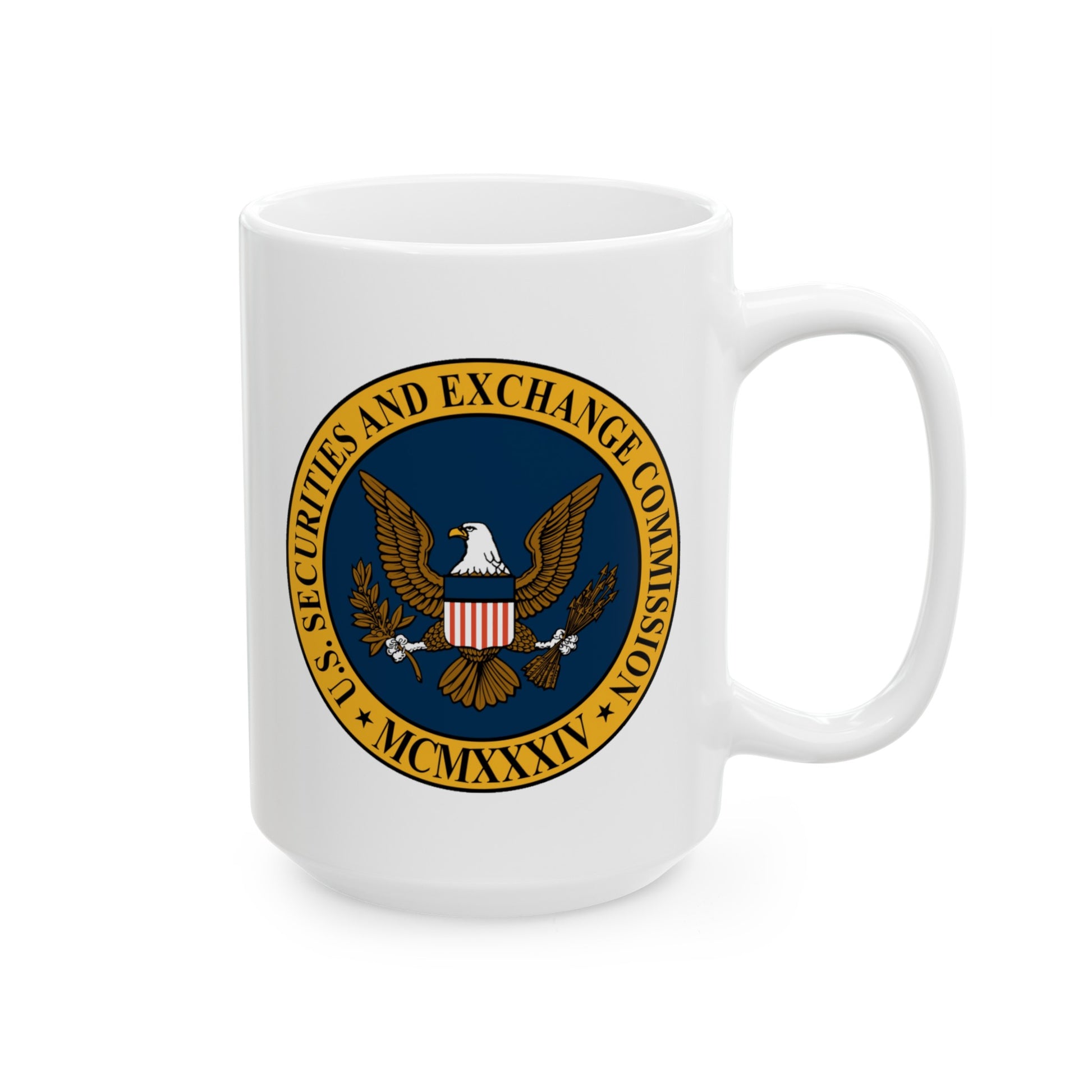 SEC Logo Coffee Mug - Double Sided White Ceramic 15oz by TheGlassyLass.com