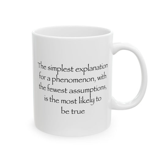 Occam's Razor Coffee Mug - Double Sided White Ceramic 11oz by TheGlassyLass.com