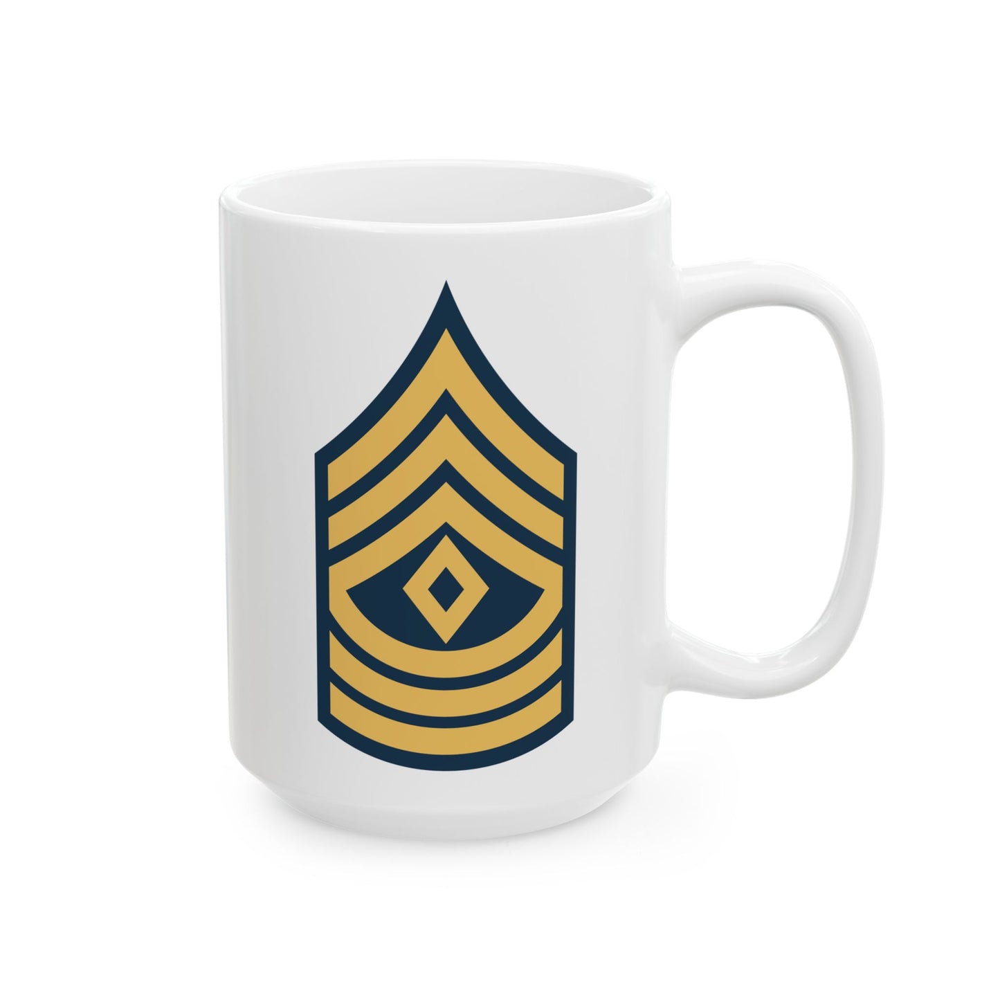 US Army First Sergeant (E-8) Stripes Coffee Mug - Double Sided Print, White Ceramic, 15oz by TheGlassyLass.com