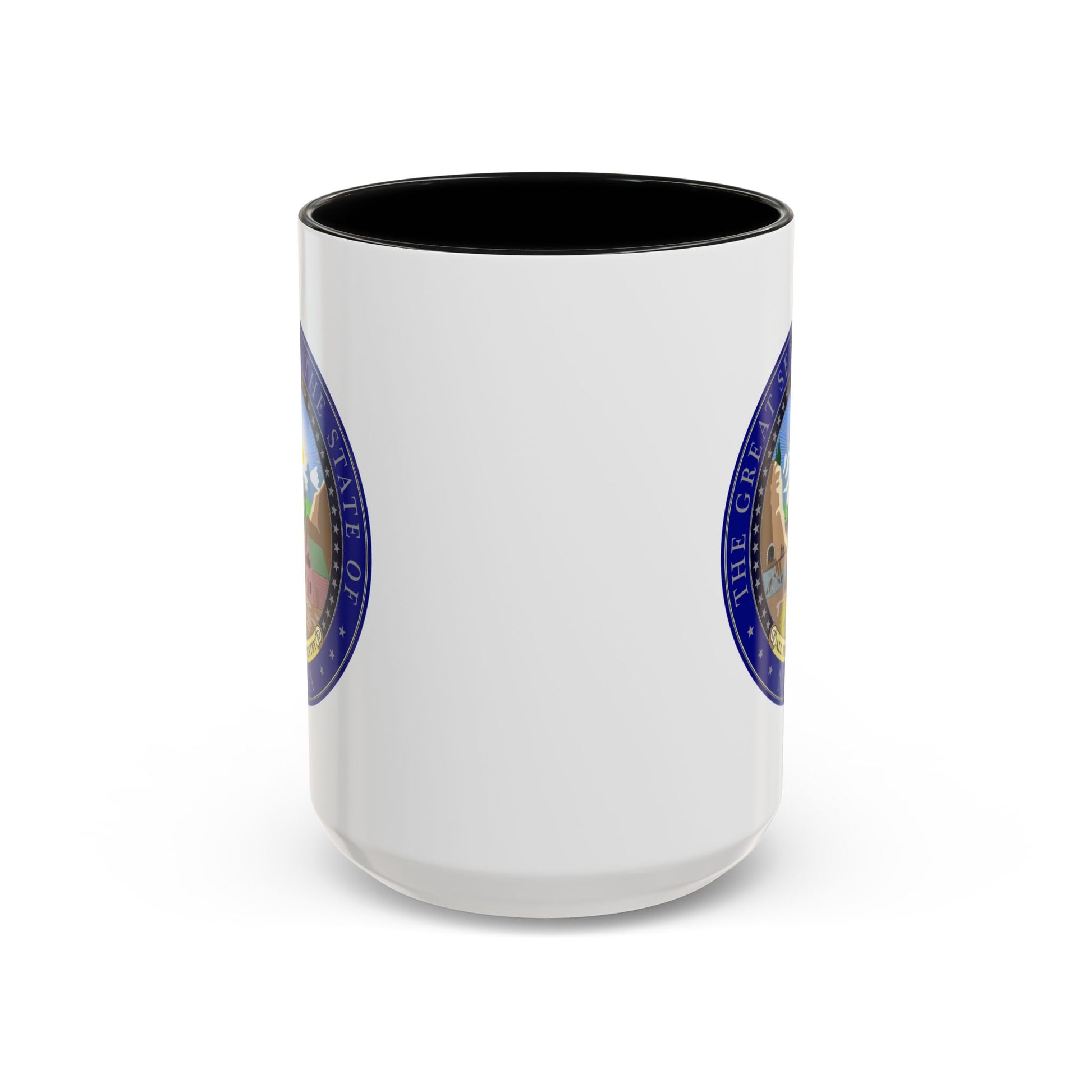 State Seal of Nevada Coffee Mug - Double Sided Print, Black Accent White Ceramic, 15oz by TheGlassyLass.com