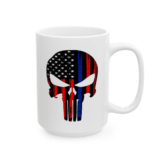 Blue Lives Matter Coffee Mug - Double Sided White Ceramic 15oz by TheGlassyLass.com