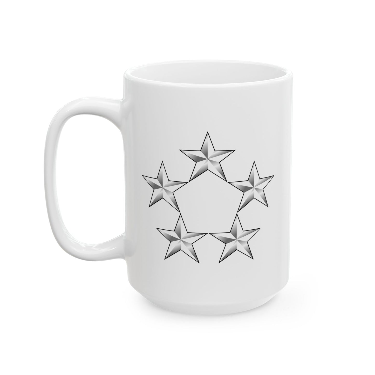5 Star General Rank Insginia Coffee Mug - Double Sided White Ceramic 15oz by TheGlassyLass.com