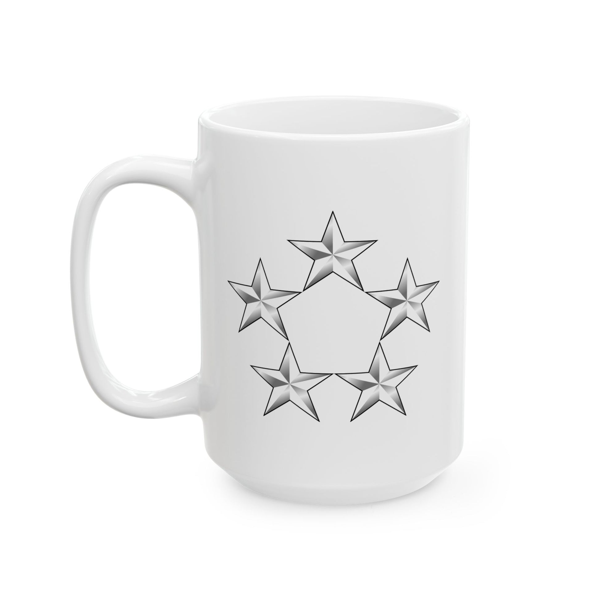 5 Star General Rank Insginia Coffee Mug - Double Sided White Ceramic 15oz by TheGlassyLass.com