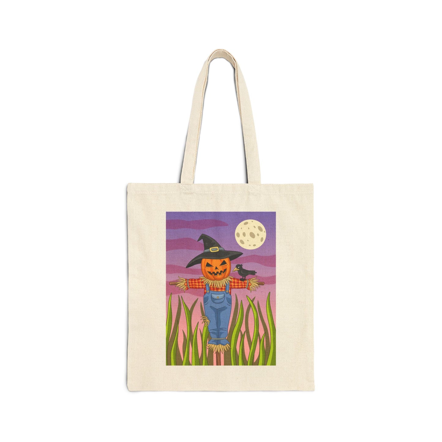 Halloween Scarecrow Trick or Treat Tote Bag - Heavyweight 100% Cotton Canvas by TheGlassyLass.com