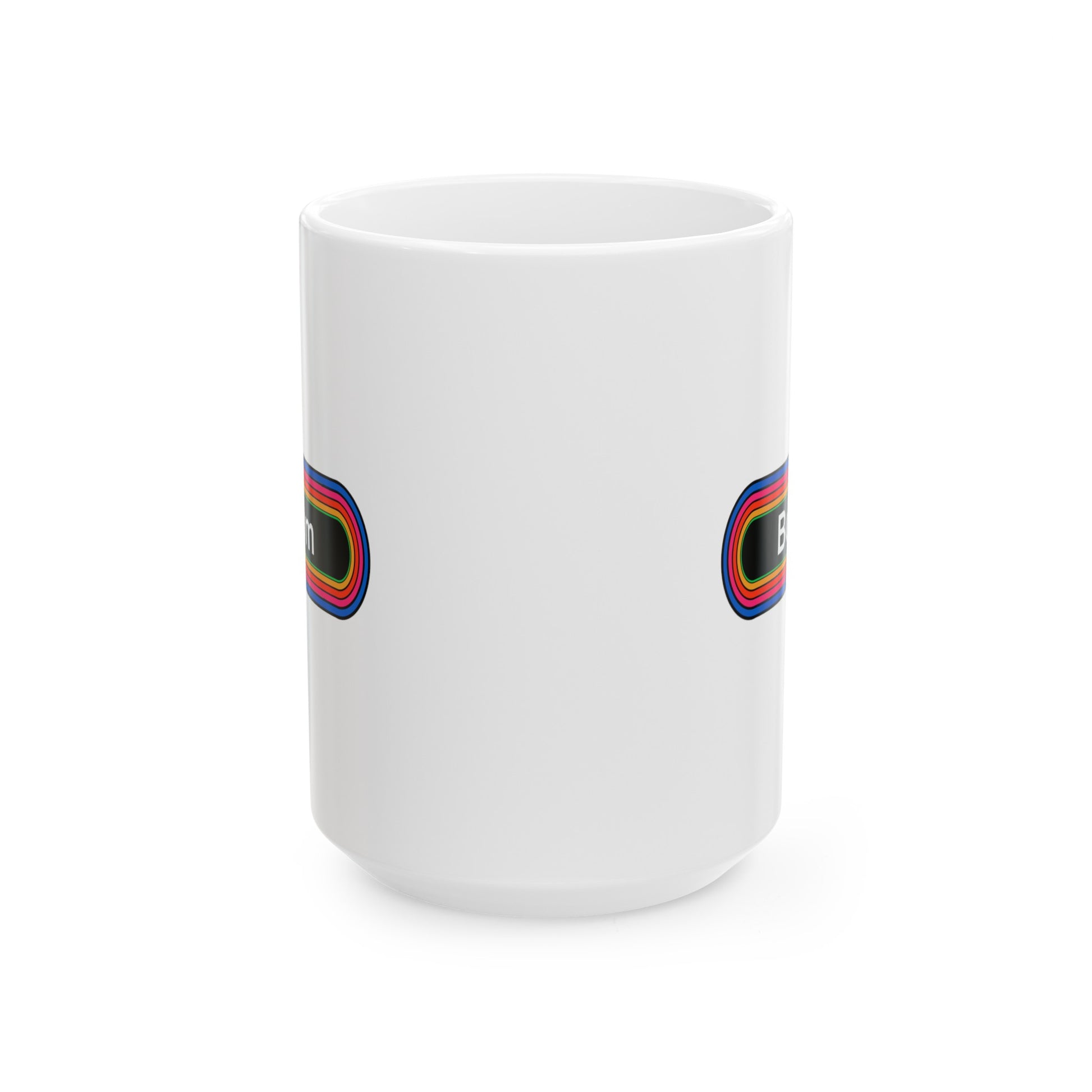 Bottom Rainbow Coffee Mug - Double Sided White Ceramic 15oz - by TheGlassyLass.com