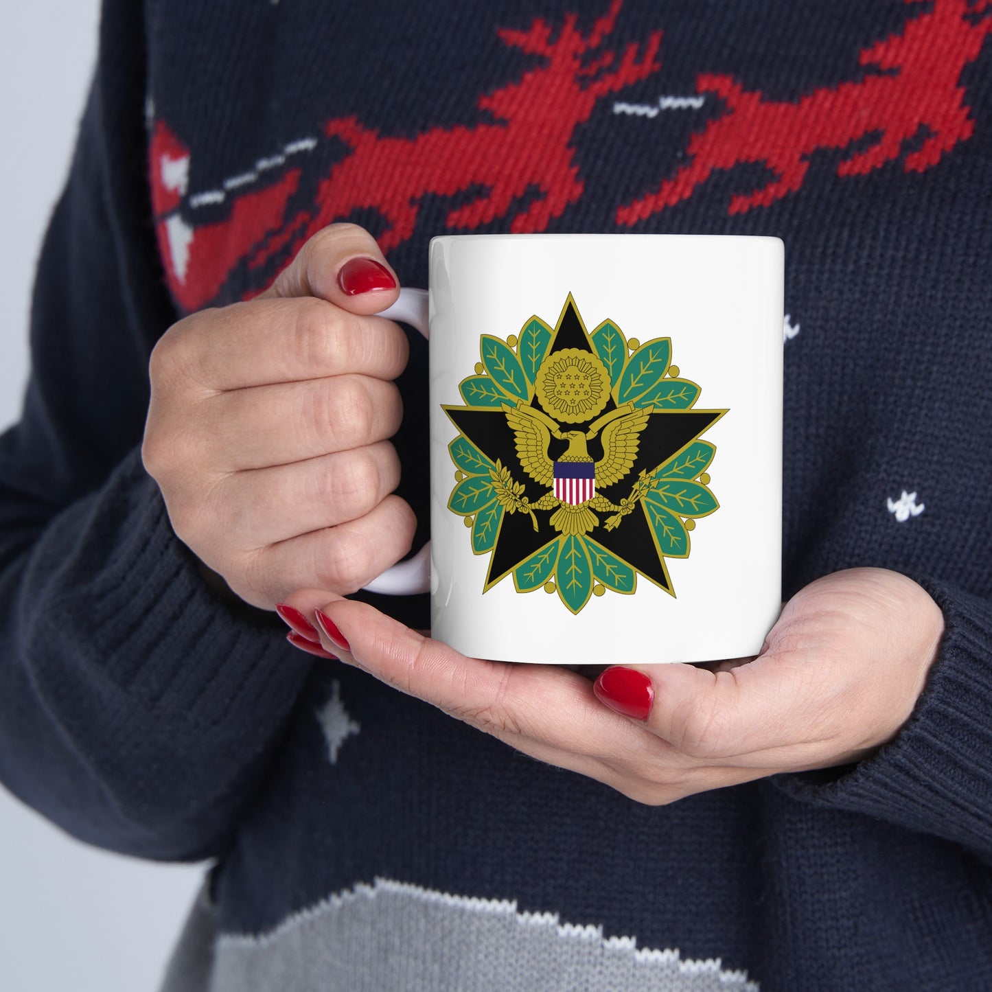 US Army General Staff - Double Sided White Ceramic Coffee Mug 11oz by TheGlassyLass.com