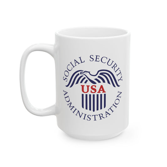 Social Security Administration Seal Coffee Mug - Double Sided Print, White Ceramic, 15oz by TheGlassyLass.com