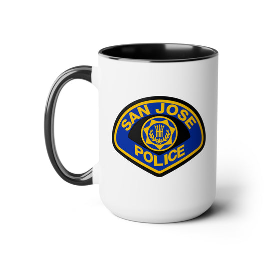 San Jose Police Coffee Mugs - Double Sided Black Accent White Ceramic 15oz by TheGlassyLass.com