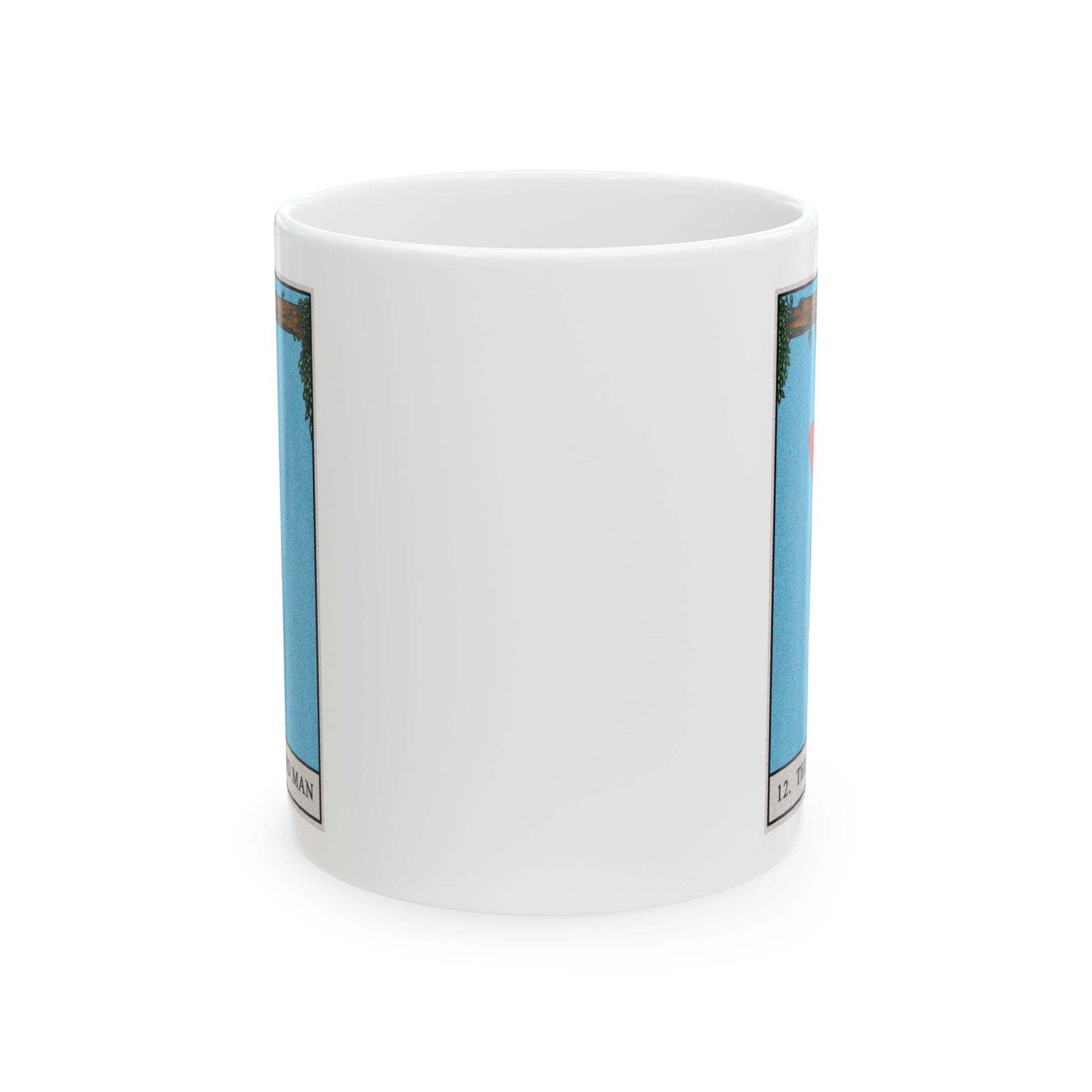 The Hanged Man Tarot Card Coffee Mug - Double Sided Print, White Ceramic, 11oz by TheGlassyLass.com