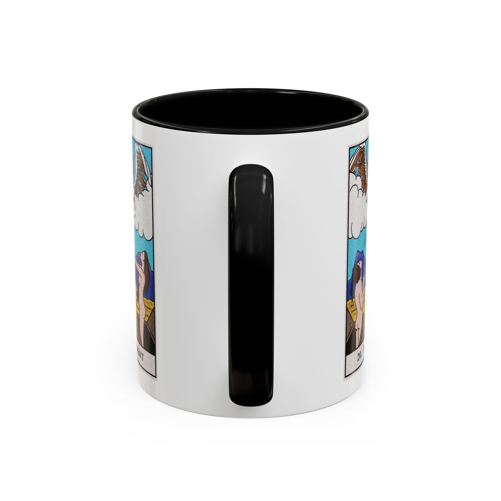 The Judgement Tarot Card Coffee Mug - Double Sided Print, Black Accent White Ceramic, 11oz by TheGlassyLass.com