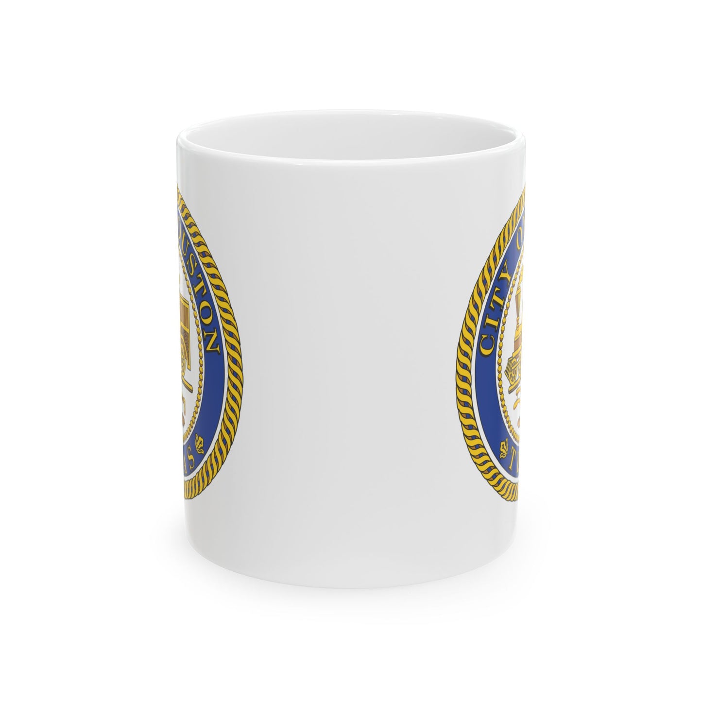 City of Houston Coffee Mug - Double Sided Print, White Ceramic, 11oz by TheGlassyLass.com