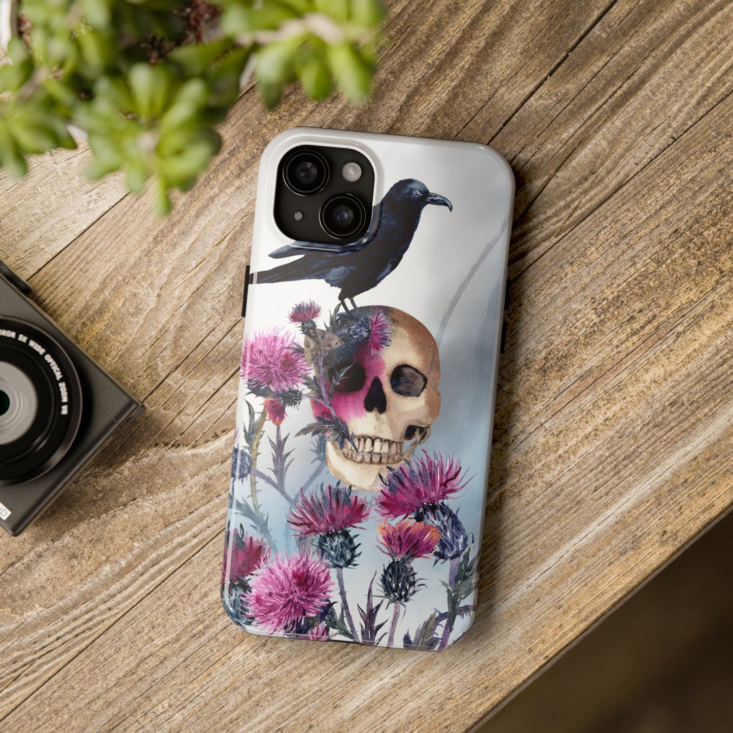Quoth the Raven Skull: iPhone Tough Case Design - Wireless Charging - Superior Protection - Original Graphics by TheGlassyLass.com