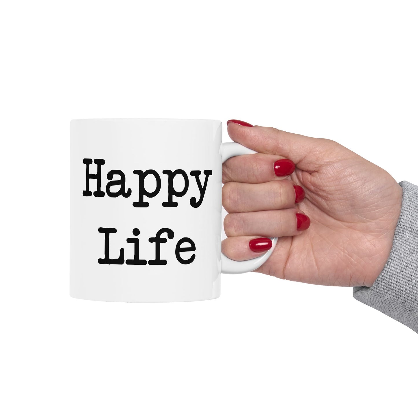 Happy Wife Happy Life Coffee Mug - Double Sided White Ceramic 11oz by TheGlassyLass.com