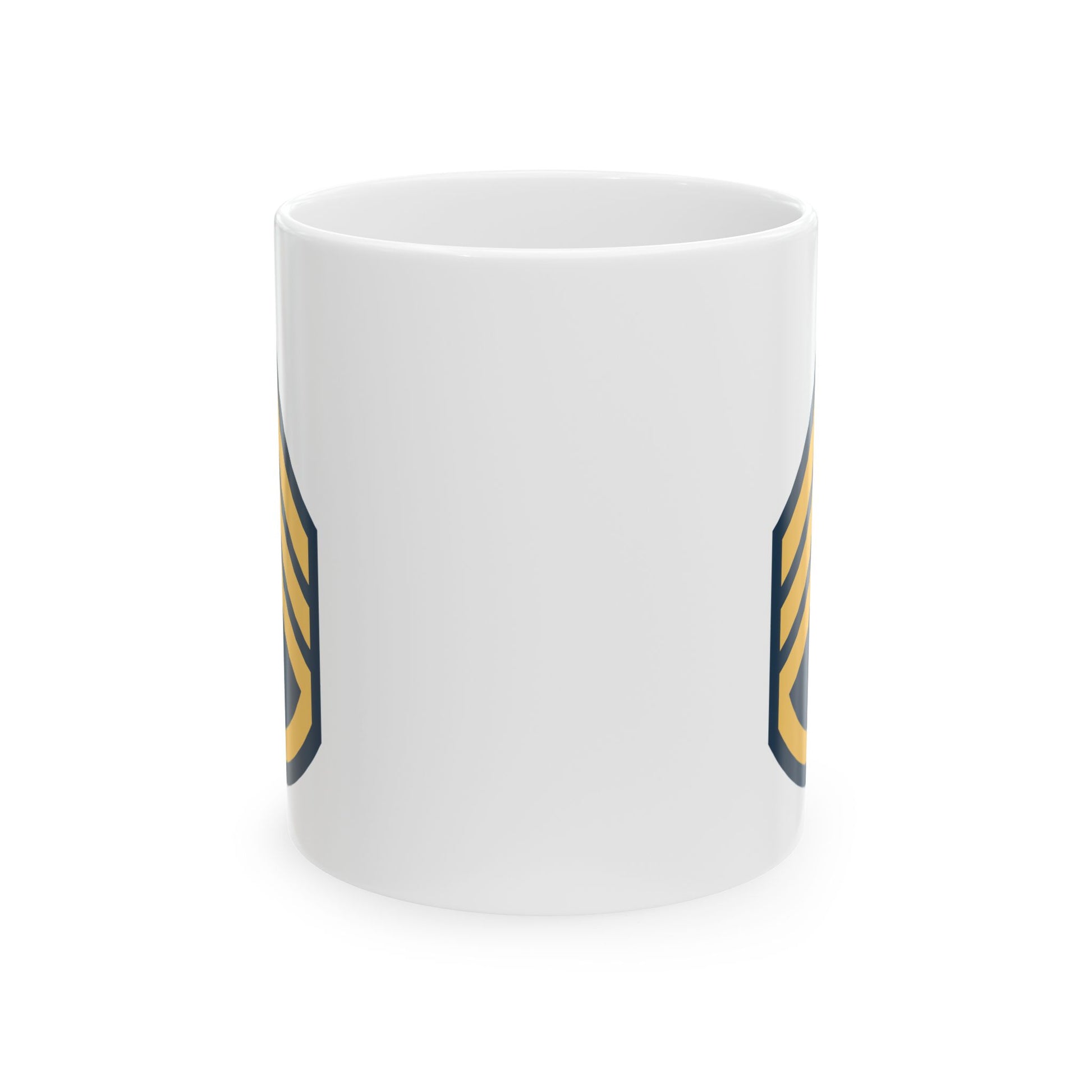US Army Staff Sergeant (E-6) Stripes Coffee Mug - Double Sided Print, White Ceramic, 11oz by TheGlassyLass.com