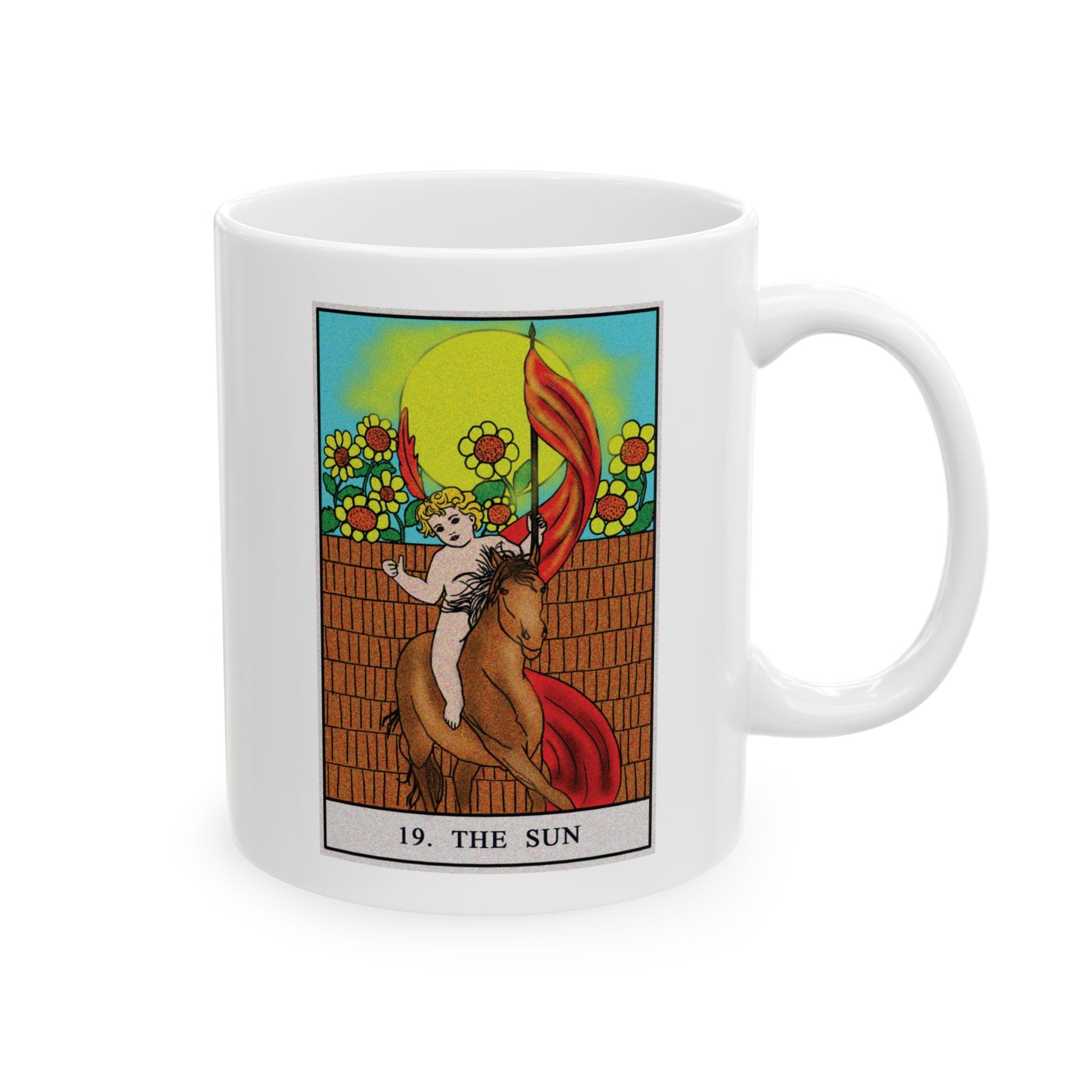 The Sun Tarot Card Coffee Mug - Double Sided Print, White Ceramic, 11oz by TheGlassyLass.com