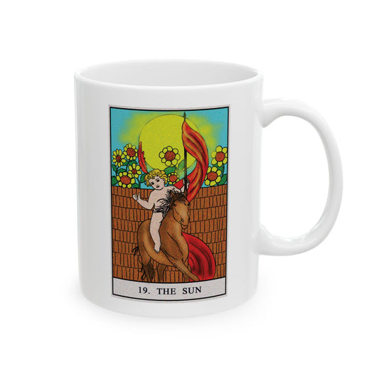 The Sun Tarot Card Coffee Mug - Double Sided Print, White Ceramic, 11oz by TheGlassyLass.com