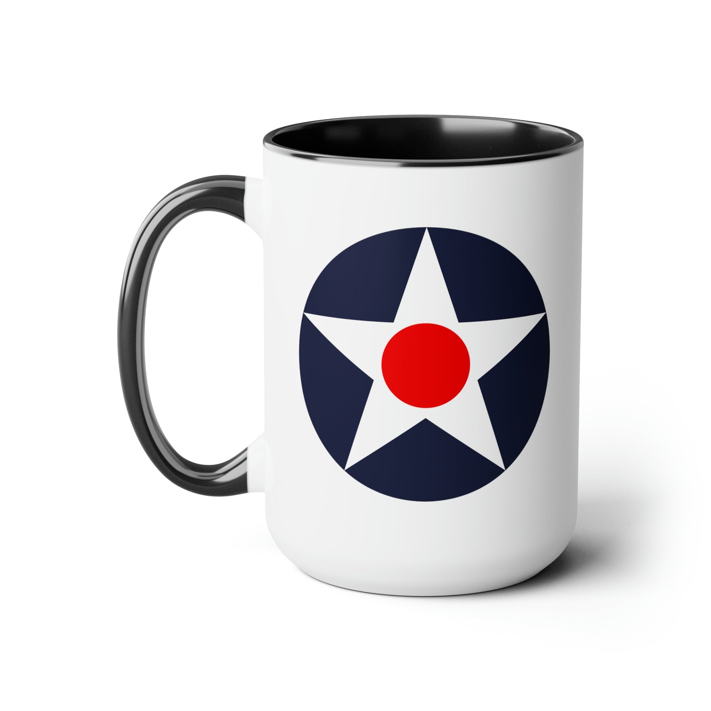 US Army Air Corps Roundel Coffee Mug - Double Sided Black Accent Ceramic 15oz - by TheGlassyLass.com