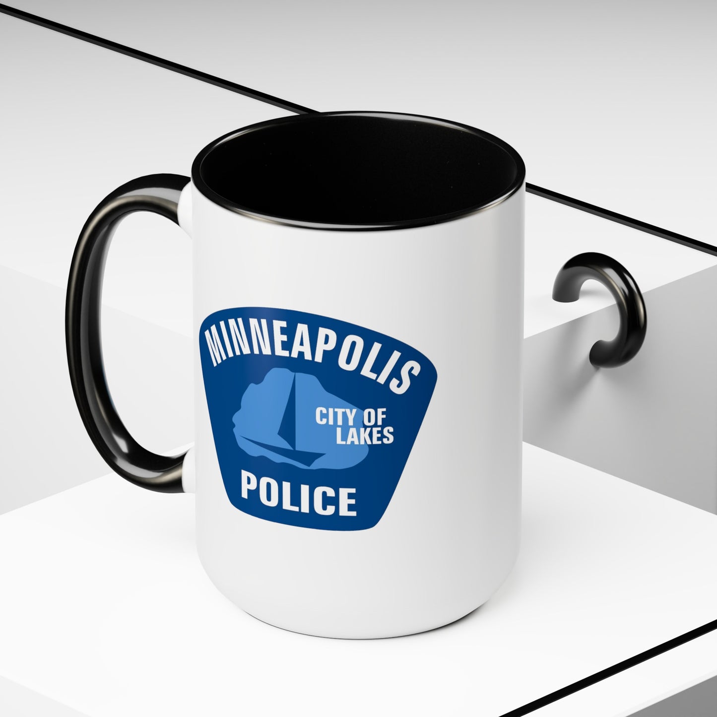 Minneapolis Police Coffee Mug - Double Sided Black Accent White Ceramic 15oz by TheGlassyLass.com