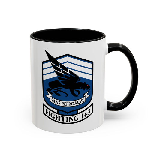 US Navy VFA 143 Strike Fighter Squadron Seal Coffee Mug - Double Sided Print, Black Accent White Ceramic, 11oz by TheGlassyLass.com