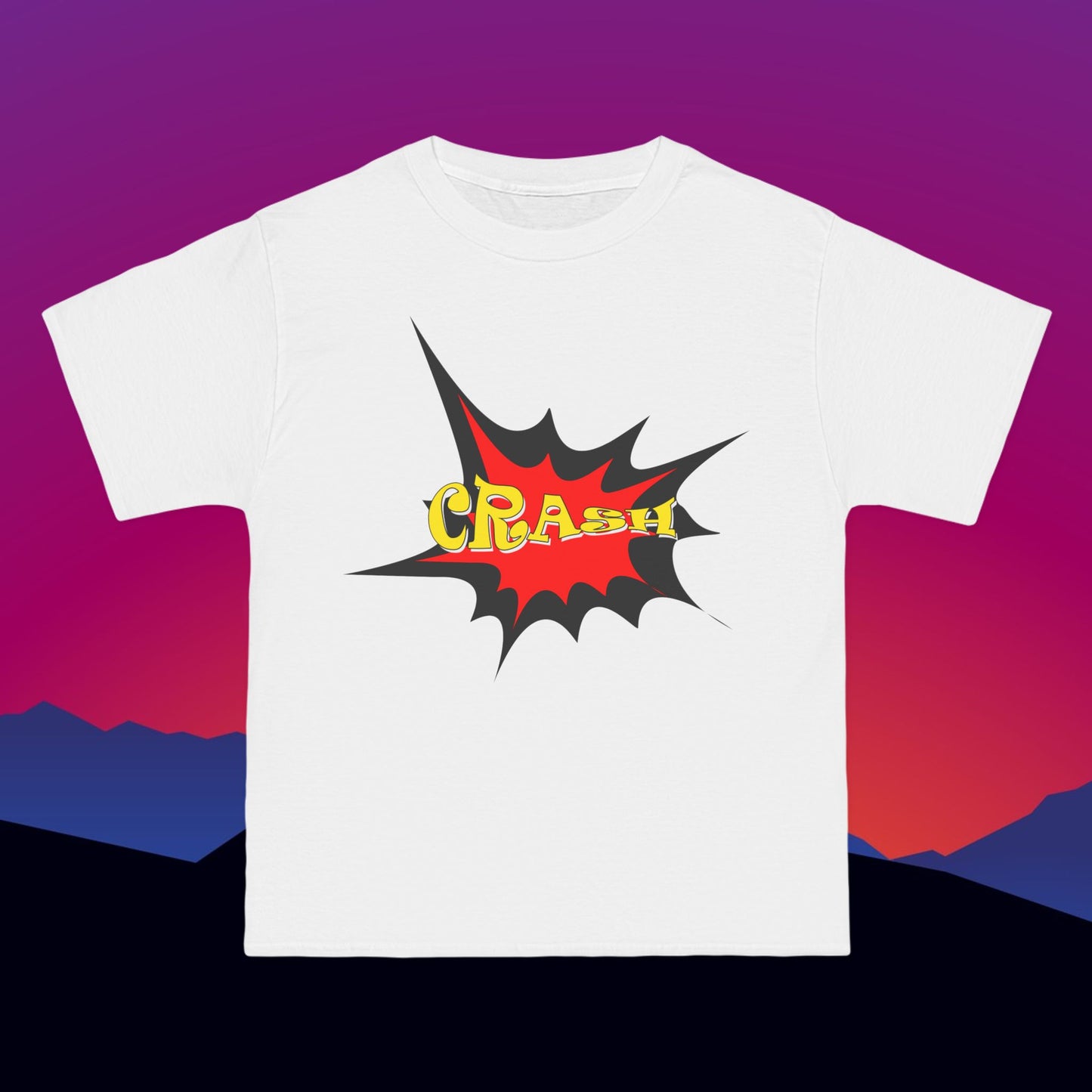 Superhero CRASH T-Shirt: (Hanes Beefy-T 100% Preshrunk Cotton) Custom Printed by TheGlassyLass.com