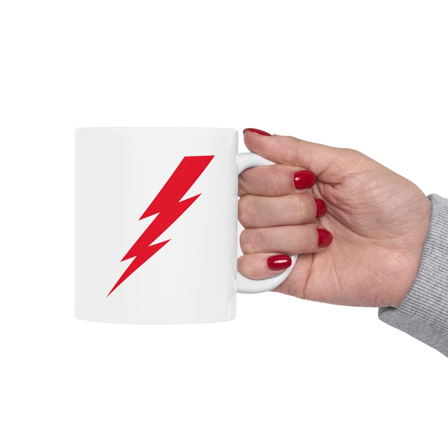 Lightning Bolt Coffee Mug - Double Sided White Ceramic 11oz by TheGlassyLass.com
