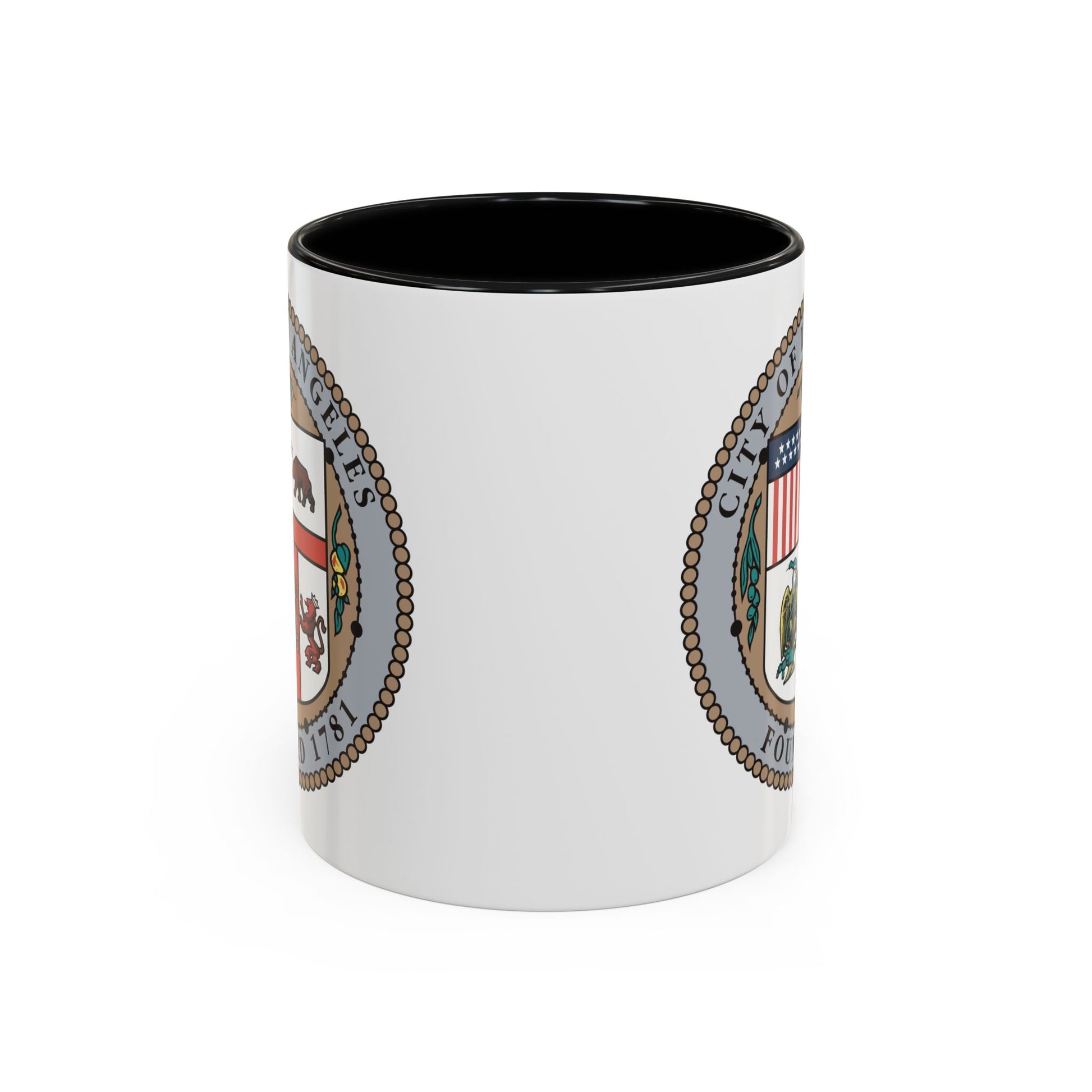 City of Los Angeles California Seal Coffee Mug - Double Sided Print, Black Accent White Ceramic, 11oz by TheGlassyLass.com