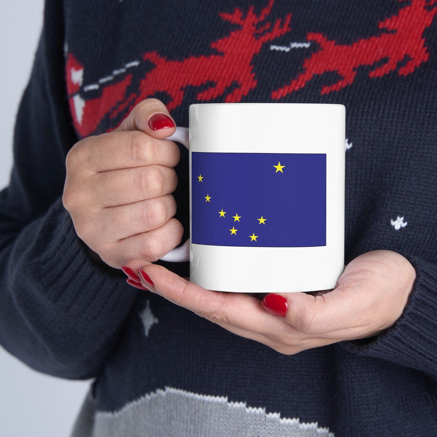 Alaska State Flag - Double Sided White Ceramic Coffee Mug 11oz by TheGlassyLass.com