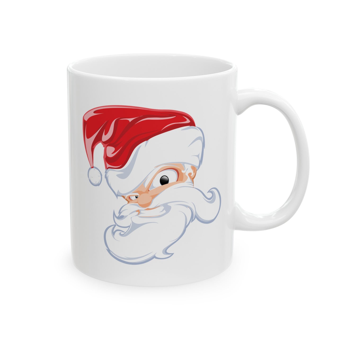 Angry Santa Christmas Coffee / Cocoa Mug - Double Sided White Ceramic 11oz - by TheGlassyLass.com