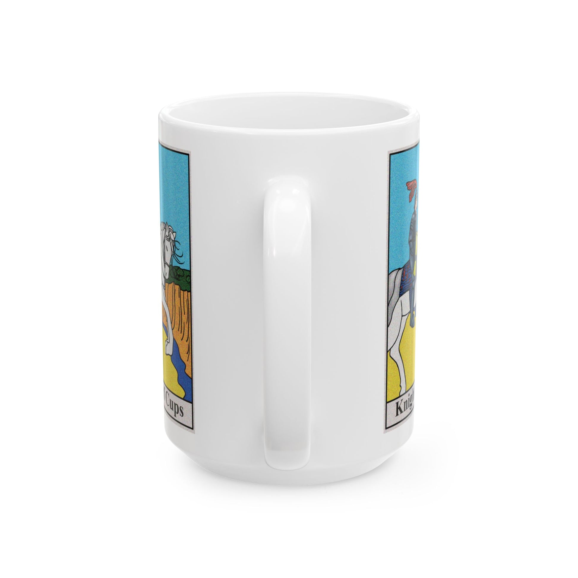 Knight of Cups Tarot Card Coffee Mug - Double Sided White Ceramic 15oz by TheGlassyLass.com