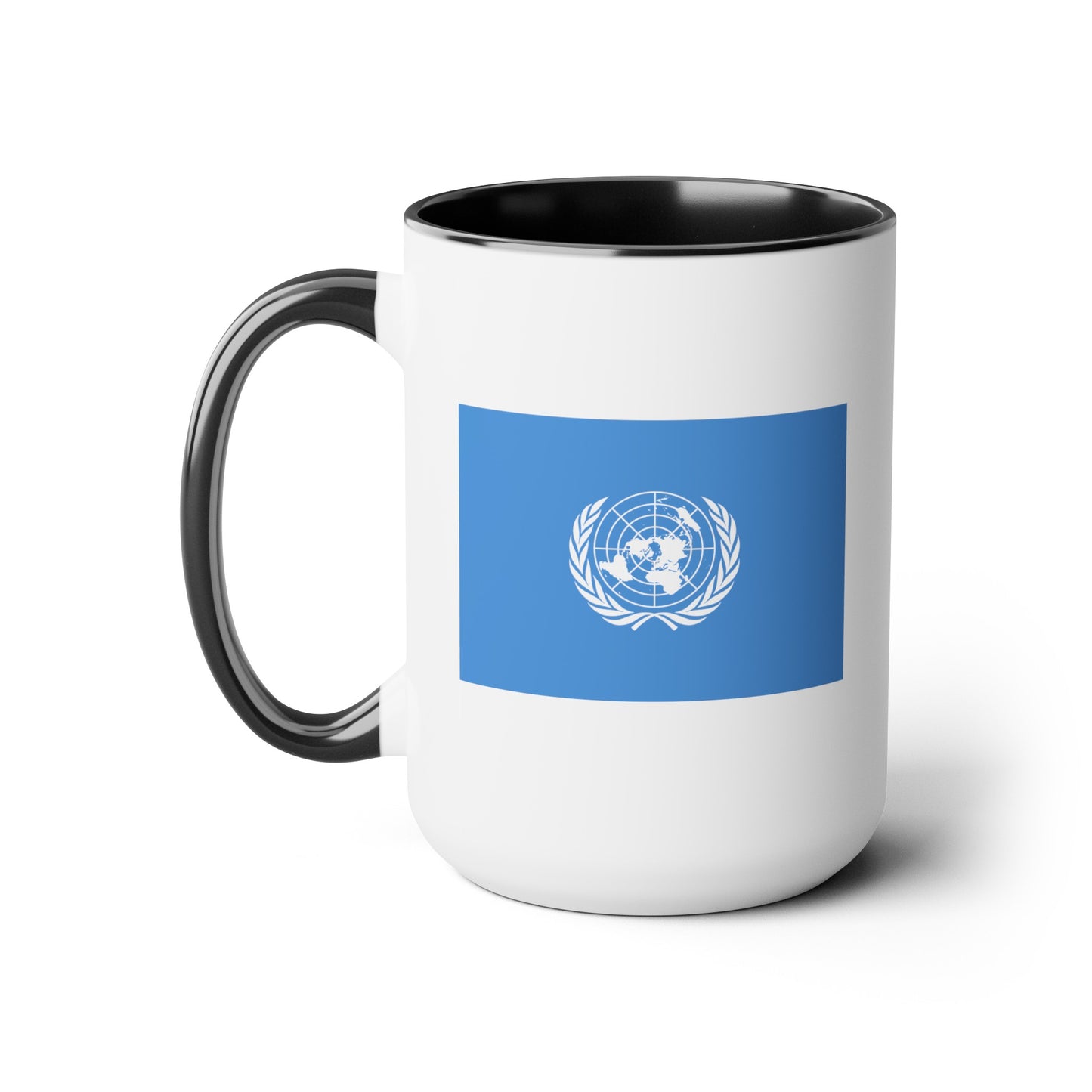 United Nations Coffee Mug - Double Sided Black Accent White Ceramic 15oz by TheGlassyLass.com