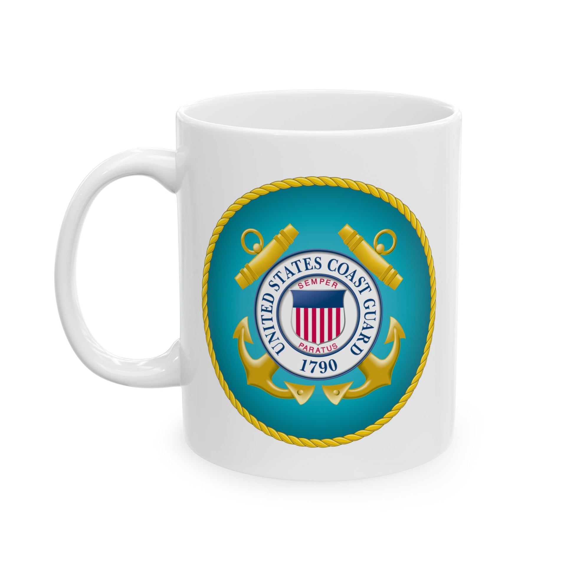 United States Coast Guard Seal Coffee Mug - Double Sided Print, White Ceramic, 11oz by TheGlassyLass.com
