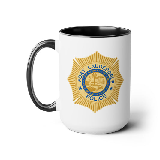 Fort Lauderdale Police Coffee Mug - Double Sided Black Accent White Ceramic 15oz by TheGlassyLass.com