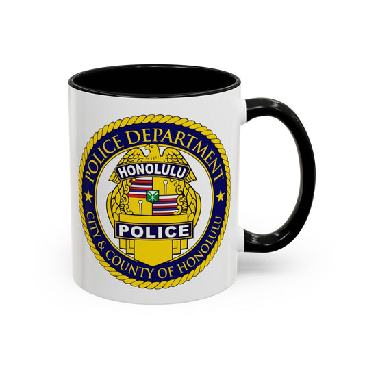 Honolulu Police Department Coffee Mug - Double Sided Print, Black Accent White Ceramic, 11oz by TheGlassyLass.com