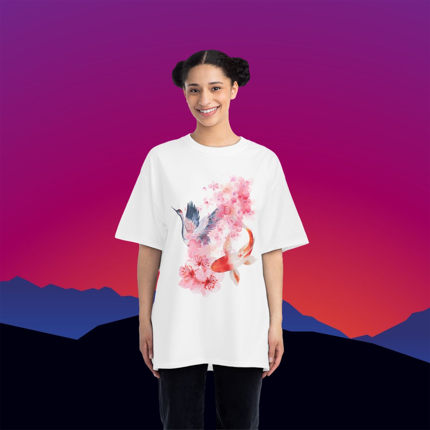 Koi Swan T-Shirt: (Hanes Beefy-T 100% Preshrunk Cotton Custom Printed by TheGlassyLass.com