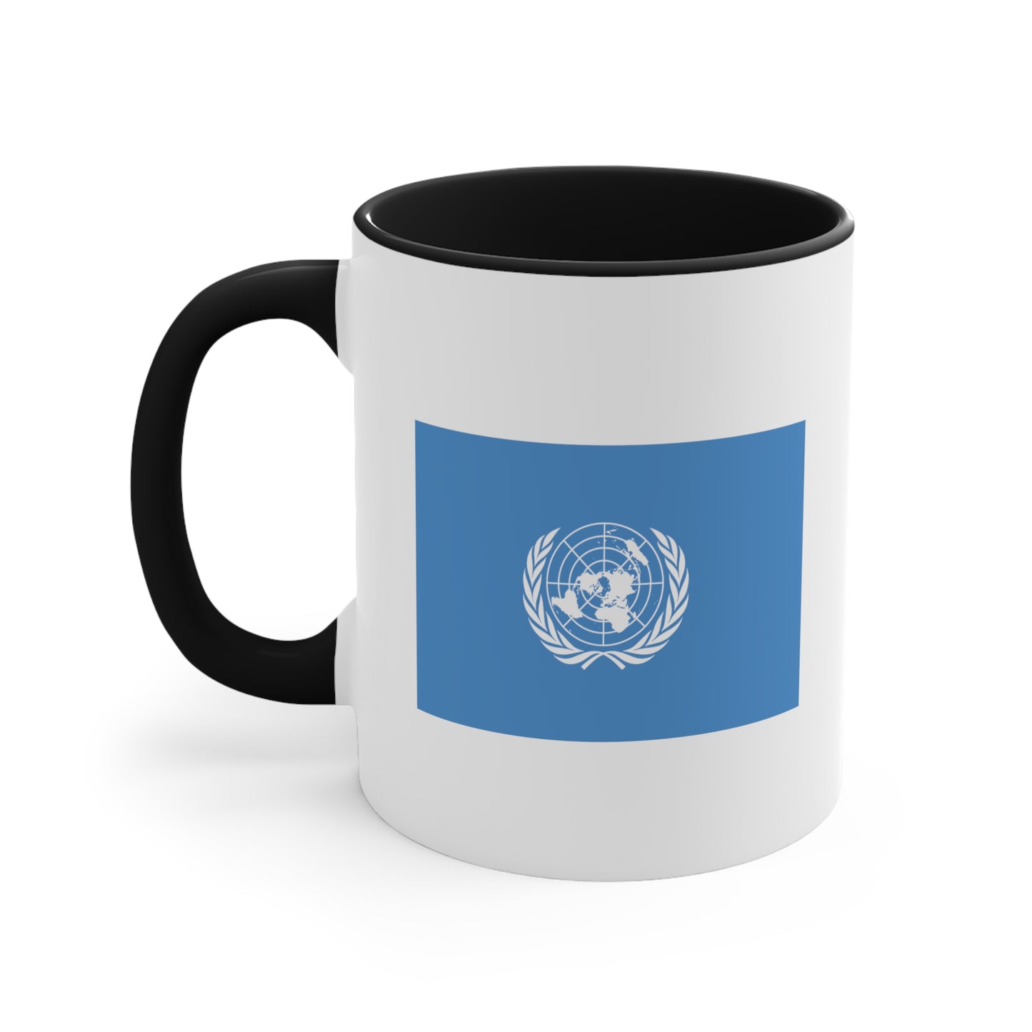 United Nations Coffee Mug - Double Sided Black Accent White Ceramic 11oz by TheGlassyLass.com