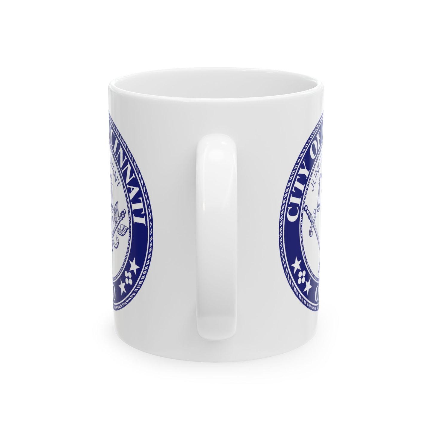 City of Cincinnati Seal Coffee Mug - Double Sided Print, White Ceramic, 11oz by TheGlassyLass.com