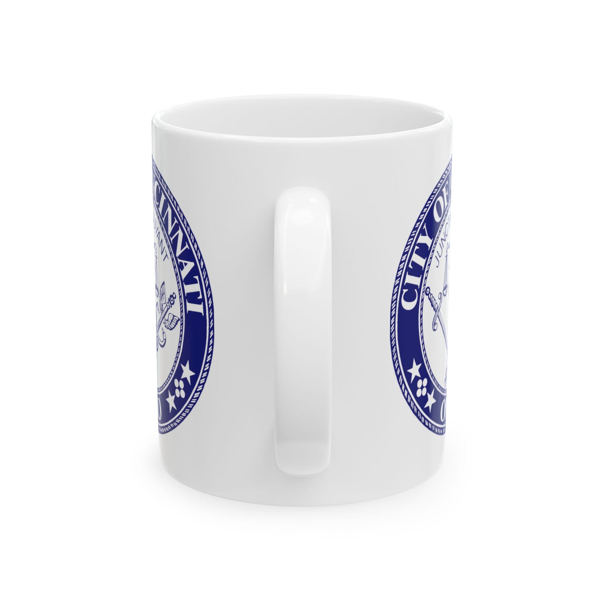 City of Cincinnati Seal Coffee Mug - Double Sided Print, White Ceramic, 11oz by TheGlassyLass.com