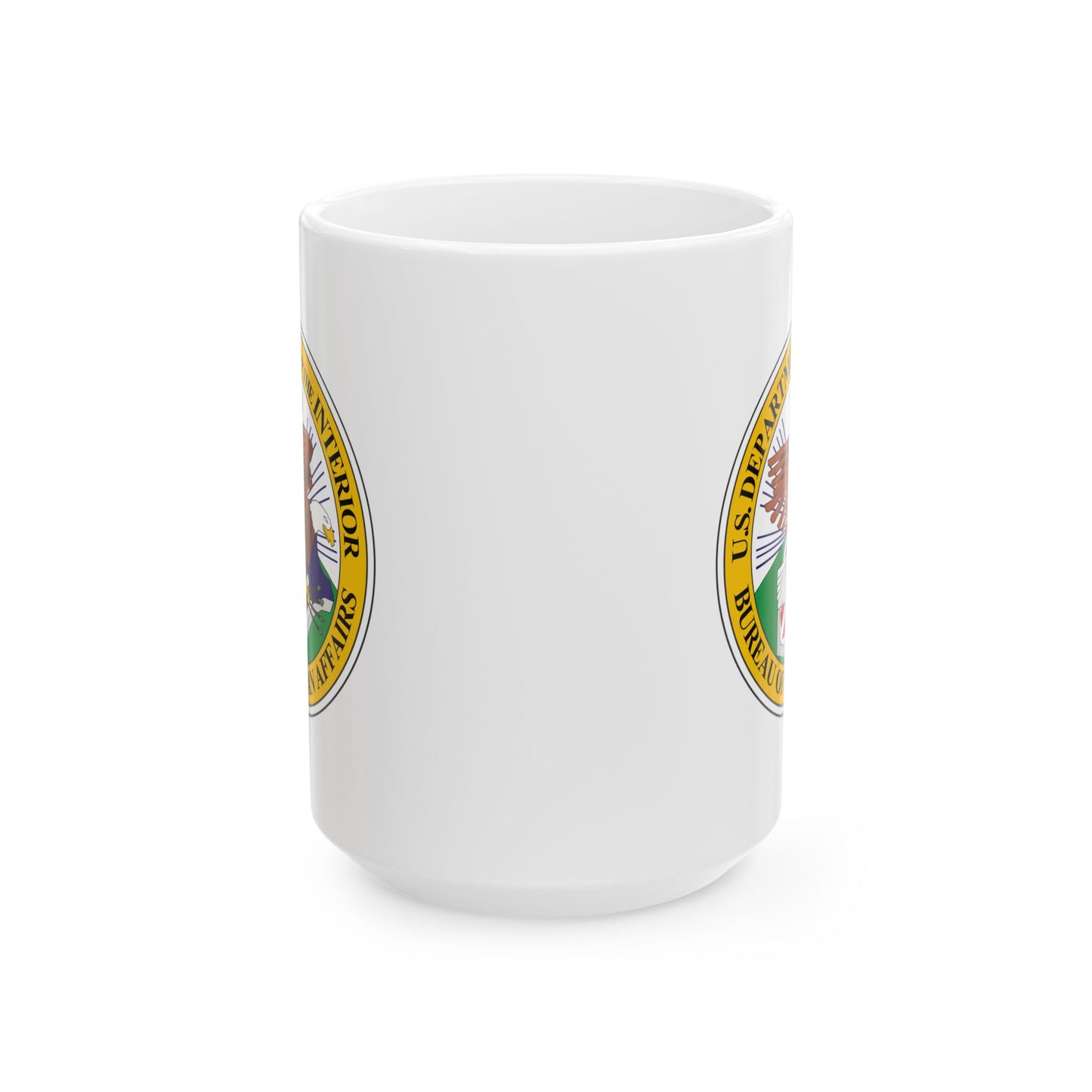Bureau of Indian Affairs Seal Coffee Mug - Double Sided Print, White Ceramic, 15oz by TheGlassyLass.com