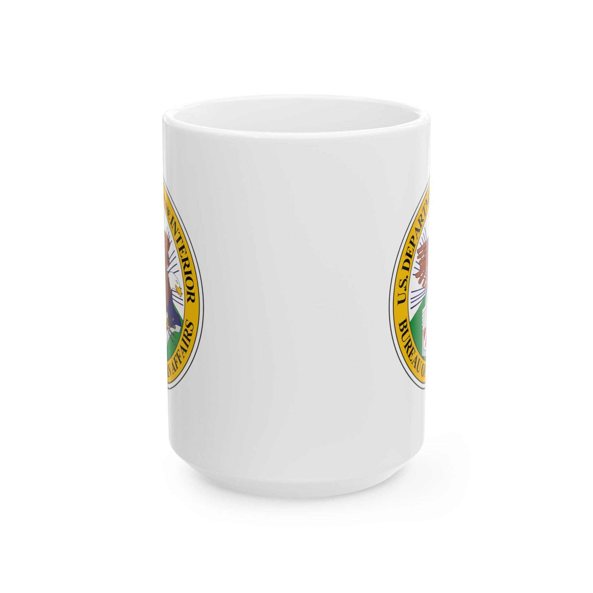 Bureau of Indian Affairs Seal Coffee Mug - Double Sided Print, White Ceramic, 15oz by TheGlassyLass.com