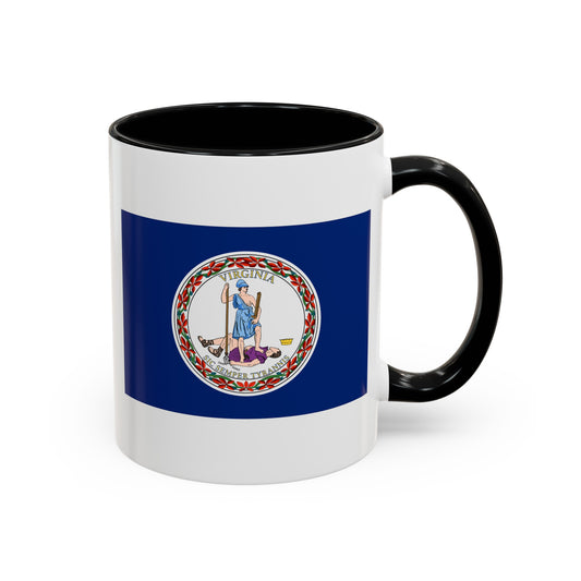 Commonwealth of Virginia State Flag - Double Sided Black Accent White Ceramic Coffee Mug 11oz by TheGlassyLass.com
