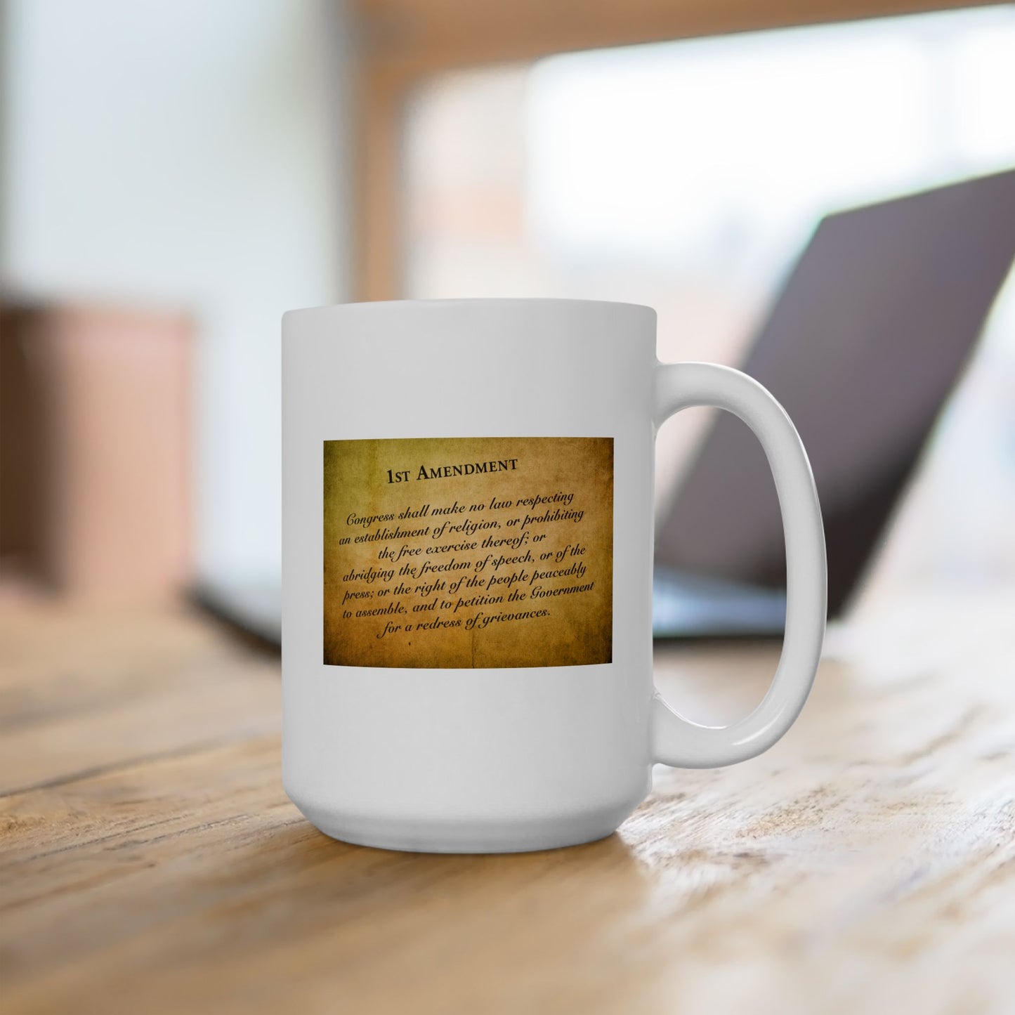 1st Amendment Coffee Mug - Double Sided White Ceramic 15oz by TheGlassyLass.com