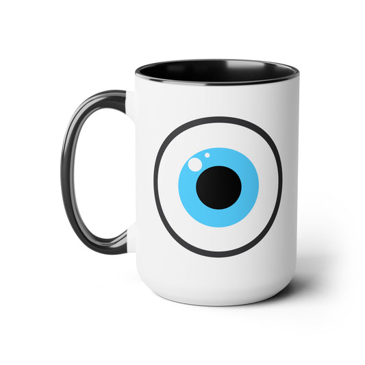 Eye on You Coffee Mug - Double Sided Black Accent White Ceramic 15oz by TheGlassyLass.com