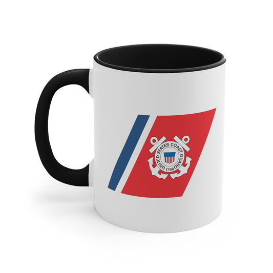 Coast Guard Hull Coffee Mug - Double Sided Black Accent White Ceramic 11oz by TheGlassyLass.com